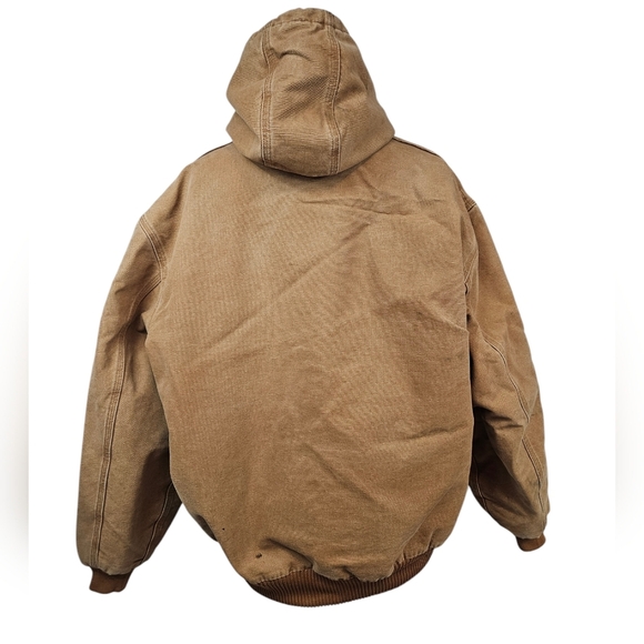 Distressed Carhartt J130 Tan Duck Canvas Heavyweight Jacket Y2K Workwear Size XL - Picture 10 of 16